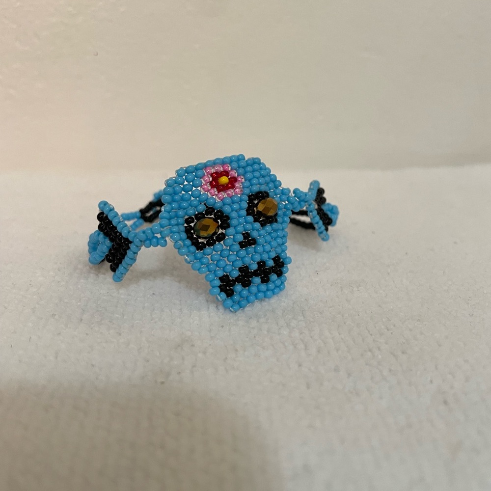Huichol Beaded Skull Bracelet